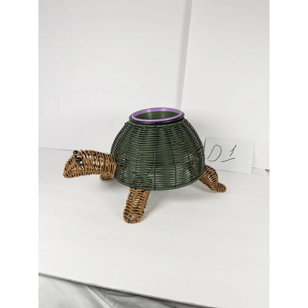 Woven Turtle Planter Holder Decorative Garden Decor